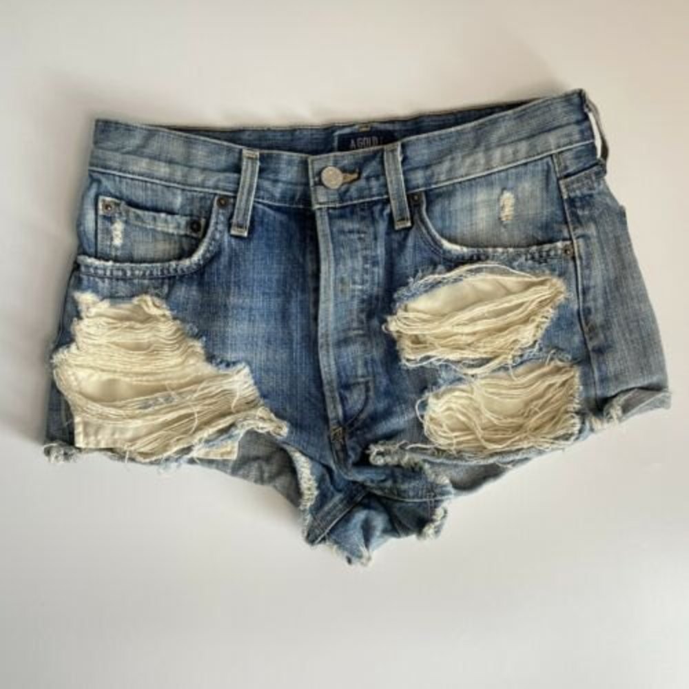 AGOLDE Women's Parker High-Rise Distressed Denim Shorts Size 24 Style A026B-2044